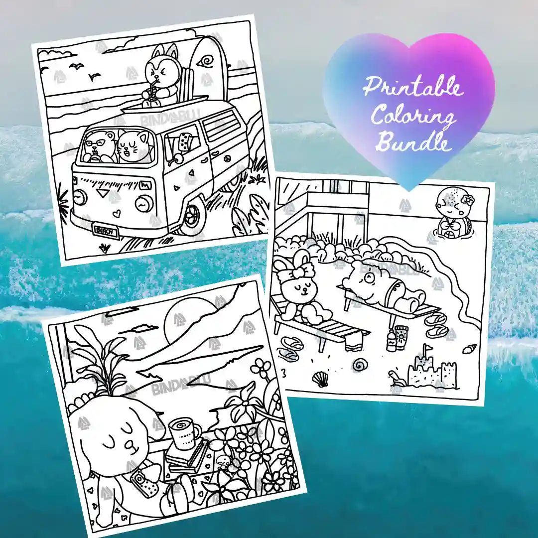 Printable cute animal coloring page – digital download for kids’ creative activities and relaxation