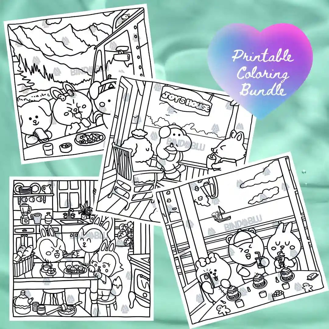 Printable cute animal coloring page – digital download for kids’ creative activities and relaxation