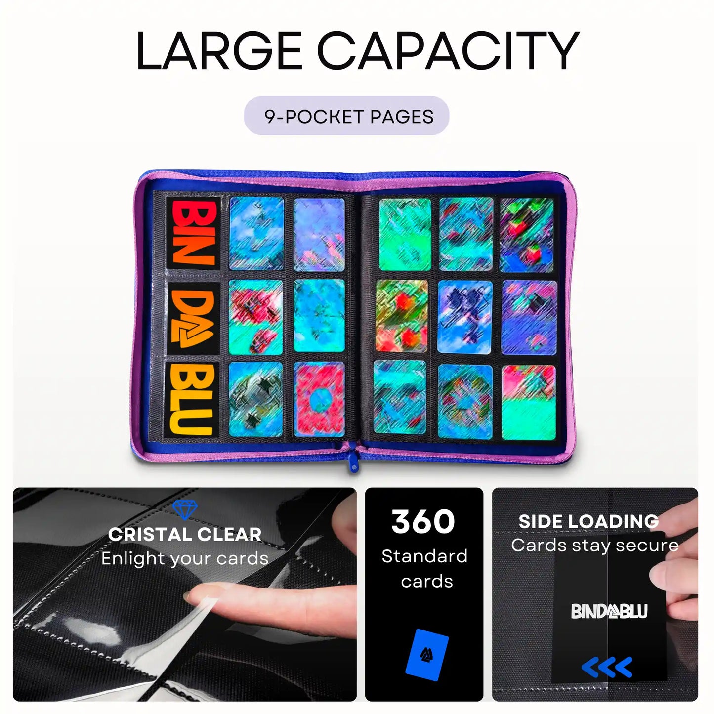 Bmax 9-Pocket Zip Card Binder - 360 Cards TCG Binder