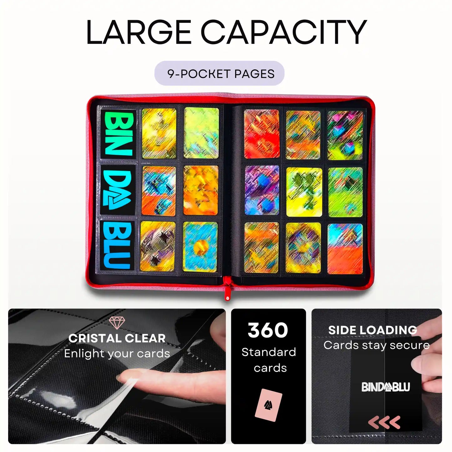 clear card binder BmaxP - 9-Pocket Zip Card Binder