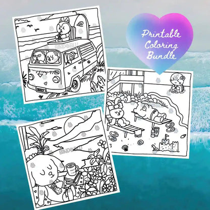 Printable cute animal coloring page – digital download for kids’ creative activities and relaxation