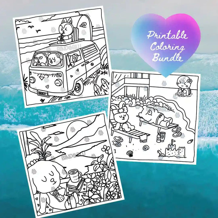 Printable cute animal coloring page – digital download for kids’ creative activities and relaxation